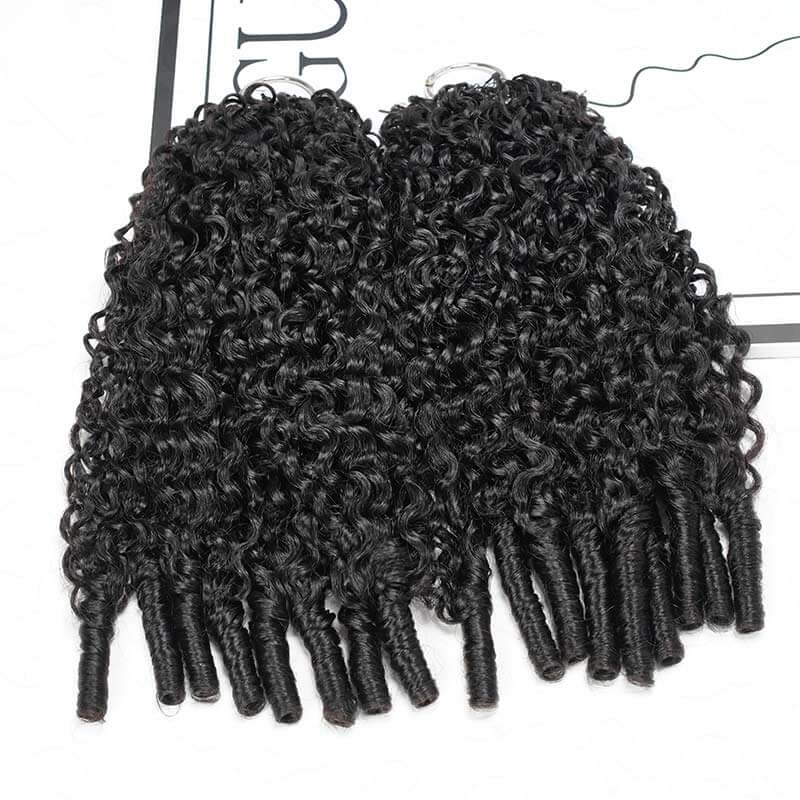 Member Sale|QVR Burmese Curly Crochet Hair Natural Black Machine Made Feather Crochet Human Hair Extension - Image 13