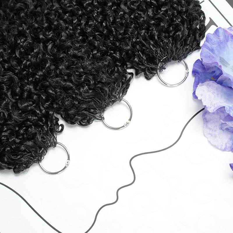 Member Sale|QVR Burmese Curly Crochet Hair Natural Black Machine Made Feather Crochet Human Hair Extension - Image 14