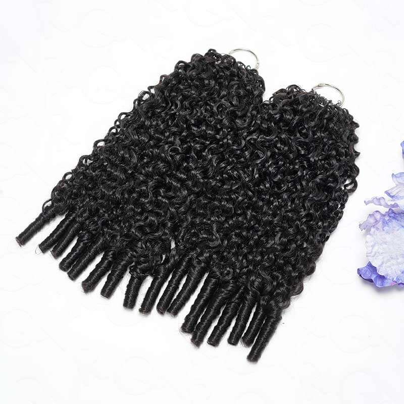 Member Sale|QVR Burmese Curly Crochet Hair Natural Black Machine Made Feather Crochet Human Hair Extension - Image 15