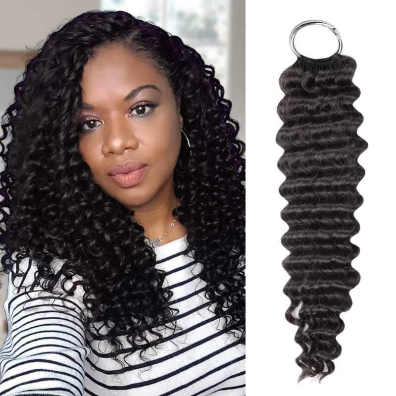 Member Sale|QVR Burmese Curly Crochet Hair Natural Black Machine Made Feather Crochet Human Hair Extension - Image 18