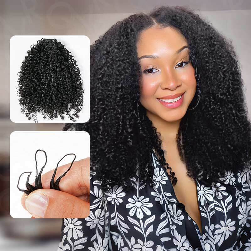Member Sale|QVR Burmese Curly Crochet Hair Natural Black Machine Made Feather Crochet Human Hair Extension - Image 22