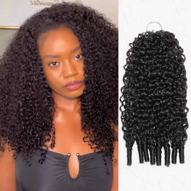 Member Sale|QVR Burmese Curly Crochet Hair Natural Black Machine Made Feather Crochet Human Hair Extension - Image 4