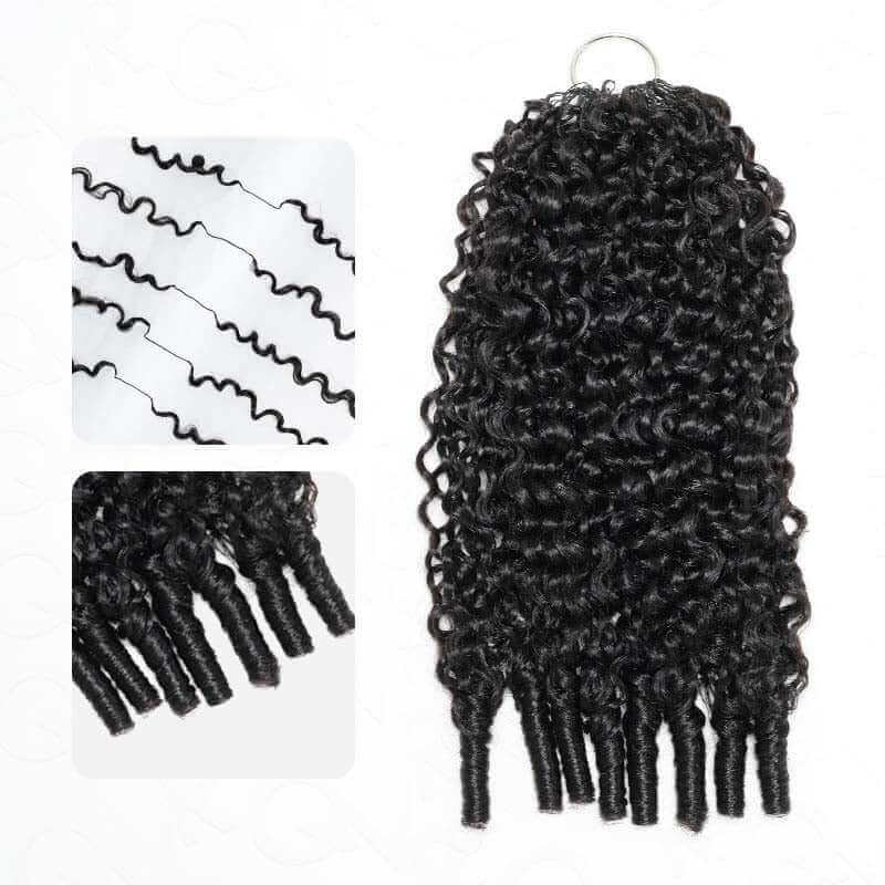 Member Sale|QVR Burmese Curly Crochet Hair Natural Black Machine Made Feather Crochet Human Hair Extension - Image 6