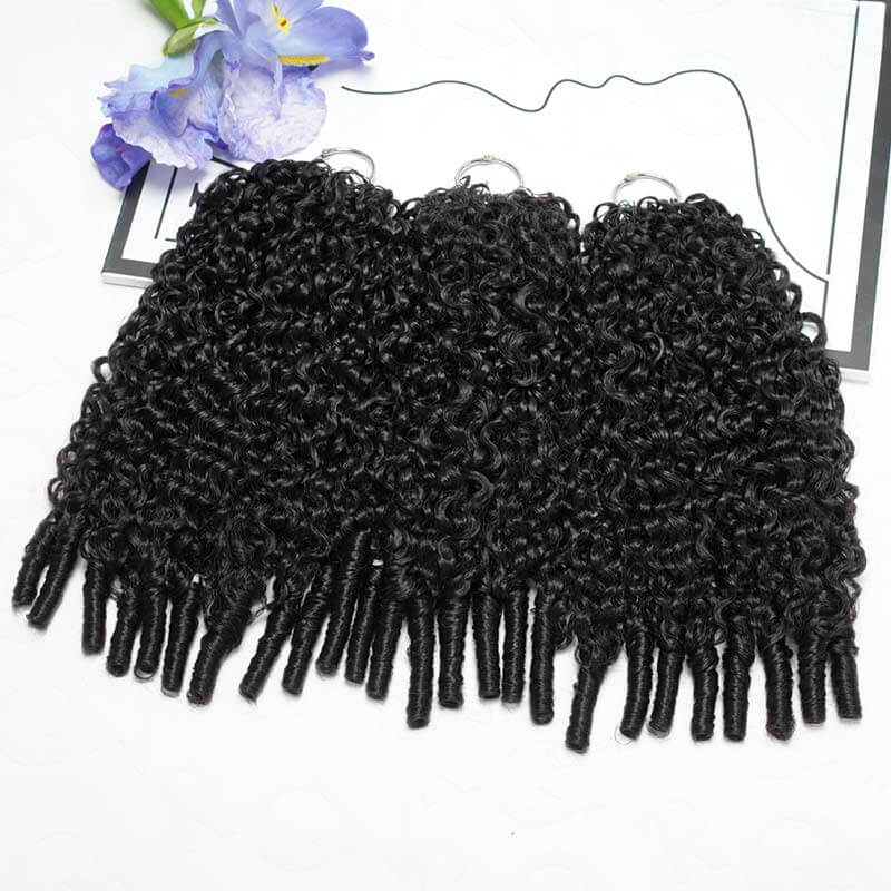 Member Sale|QVR Burmese Curly Crochet Hair Natural Black Machine Made Feather Crochet Human Hair Extension - Image 7