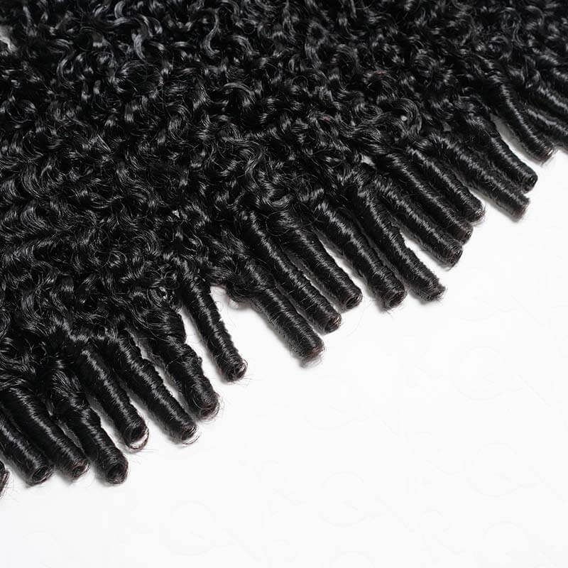 Member Sale|QVR Burmese Curly Crochet Hair Natural Black Machine Made Feather Crochet Human Hair Extension - Image 8