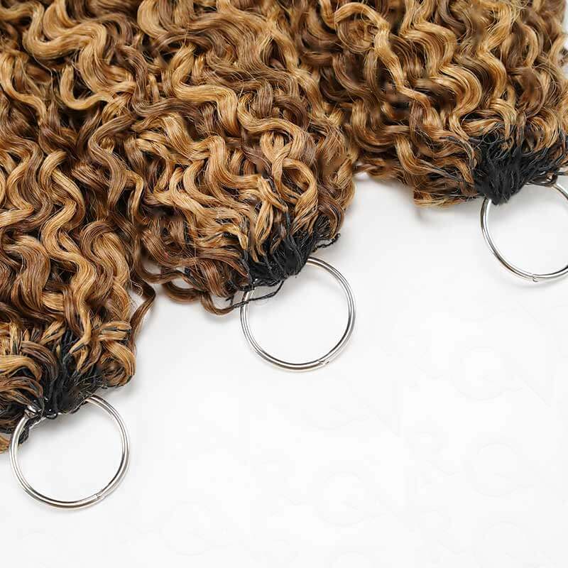 Member Sale|QVR Seamless Burmese Curly Feather Crochet Hair Highlight #P4/27 Machine Made Human Hair Extensions - Image 10