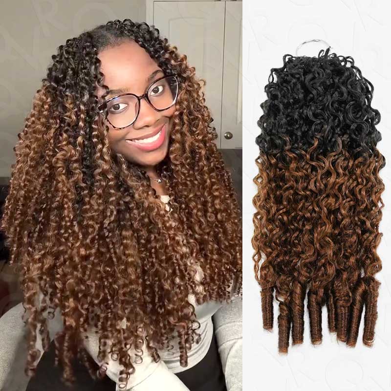 Member Sale|QVR Seamless Burmese Curly Feather Crochet Hair Highlight #P4/27 Machine Made Human Hair Extensions - Image 16