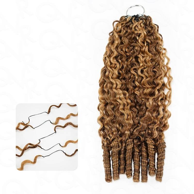 Member Sale|QVR Seamless Burmese Curly Feather Crochet Hair Highlight #P4/27 Machine Made Human Hair Extensions - Image 4