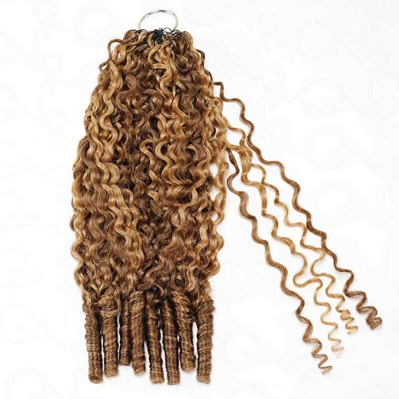 Member Sale|QVR Seamless Burmese Curly Feather Crochet Hair Highlight #P4/27 Machine Made Human Hair Extensions - Image 5