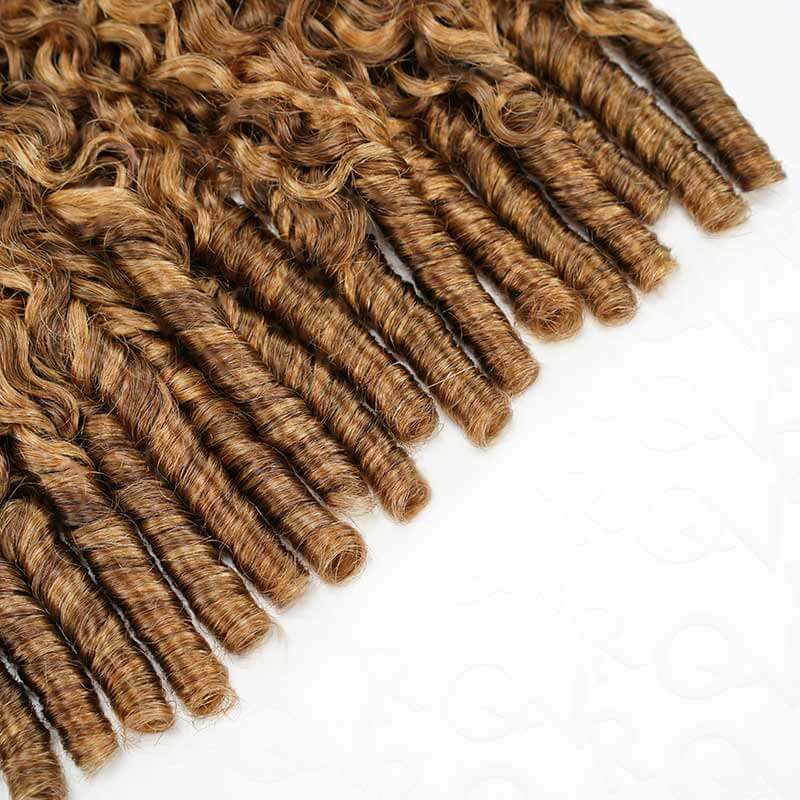 Member Sale|QVR Seamless Burmese Curly Feather Crochet Hair Highlight #P4/27 Machine Made Human Hair Extensions - Image 8