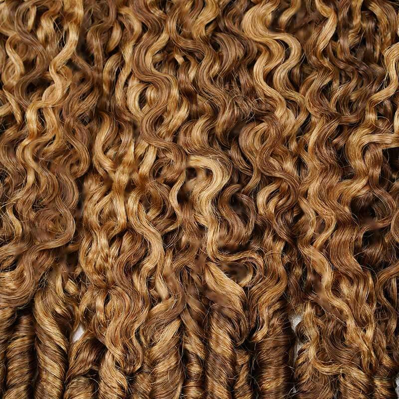 Member Sale|QVR Seamless Burmese Curly Feather Crochet Hair Highlight #P4/27 Machine Made Human Hair Extensions - Image 9