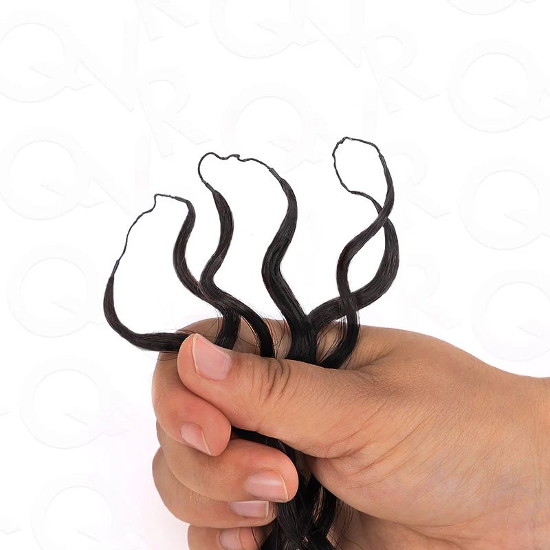 Member Sale|QVR Water Wave Crochet Hair Natural Black Machine Made Feather Human Hair Extension - Image 12