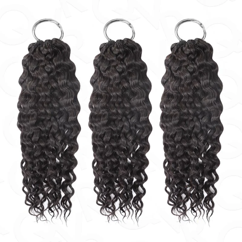 Member Sale|QVR Water Wave Crochet Hair Natural Black Machine Made Feather Human Hair Extension - Image 15
