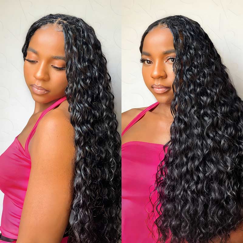 Member Sale|QVR Water Wave Crochet Hair Natural Black Machine Made Feather Human Hair Extension - Image 4