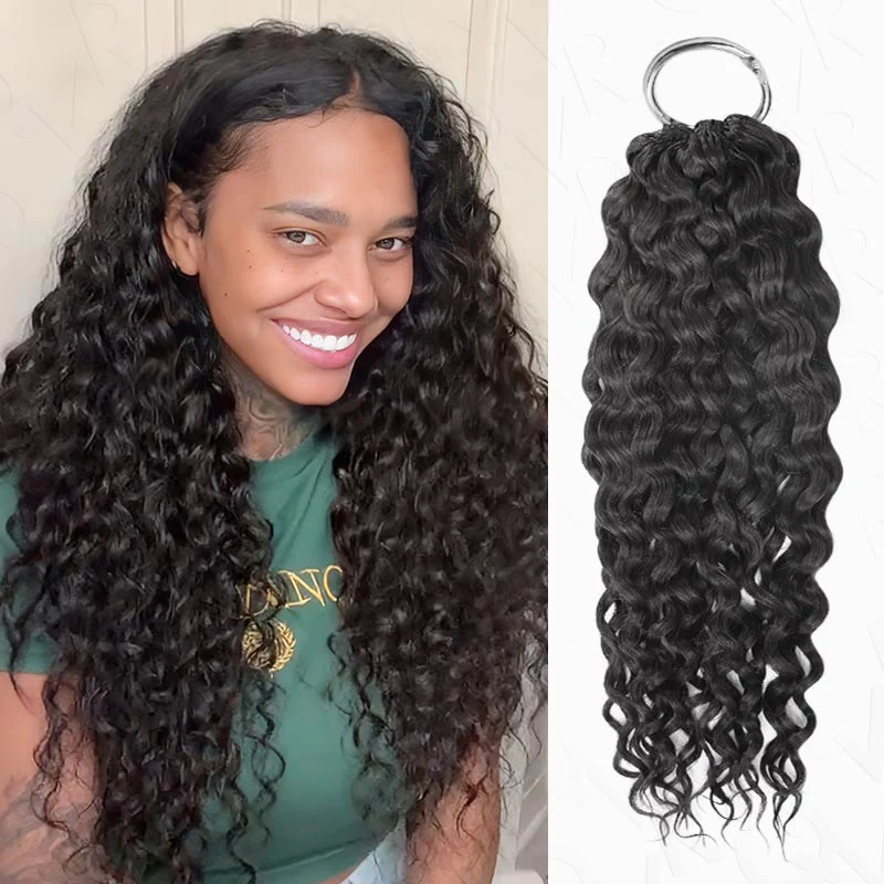 Member Sale|QVR Water Wave Crochet Hair Natural Black Machine Made Feather Human Hair Extension - Image 5