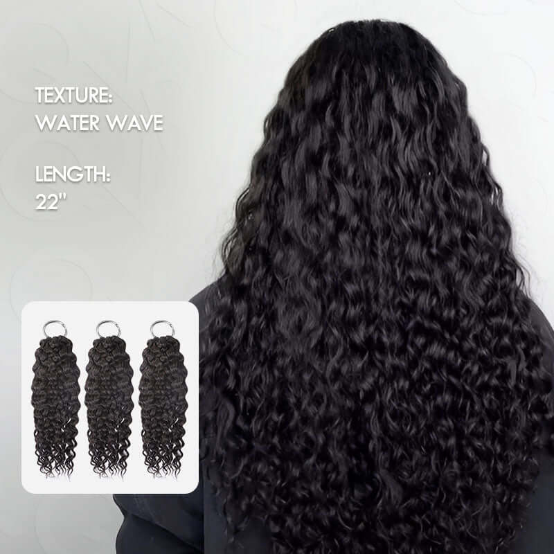 Member Sale|QVR Water Wave Crochet Hair Natural Black Machine Made Feather Human Hair Extension - Image 7