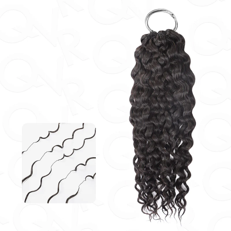 Member Sale|QVR Water Wave Crochet Hair Natural Black Machine Made Feather Human Hair Extension - Image 8