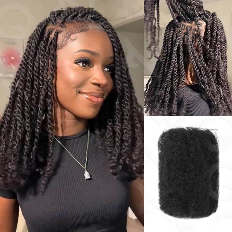 QVR Dark Brown Afro kinky Bulk Hair Extensions For Braiding Dreadlock Human Hair - Image 24