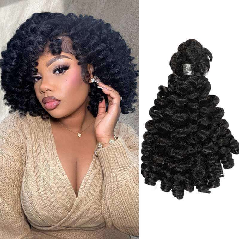 B3G1|QVR Natural Black Bouncy Curl Bulk Hair Extensions For Crochet Braids Human Hair - Image 3