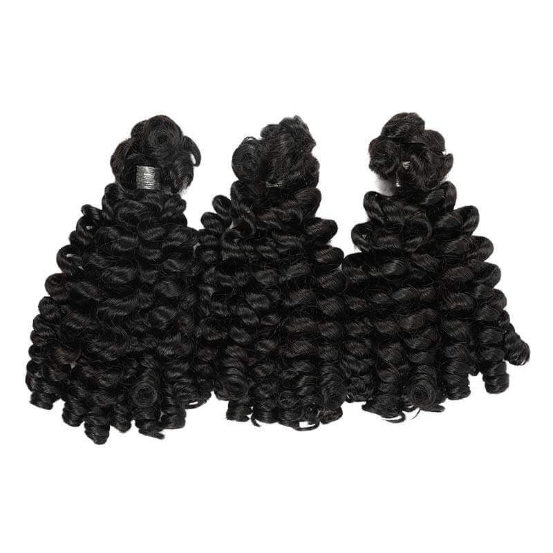 B3G1|QVR Natural Black Bouncy Curl Bulk Hair Extensions For Crochet Braids Human Hair - Image 4