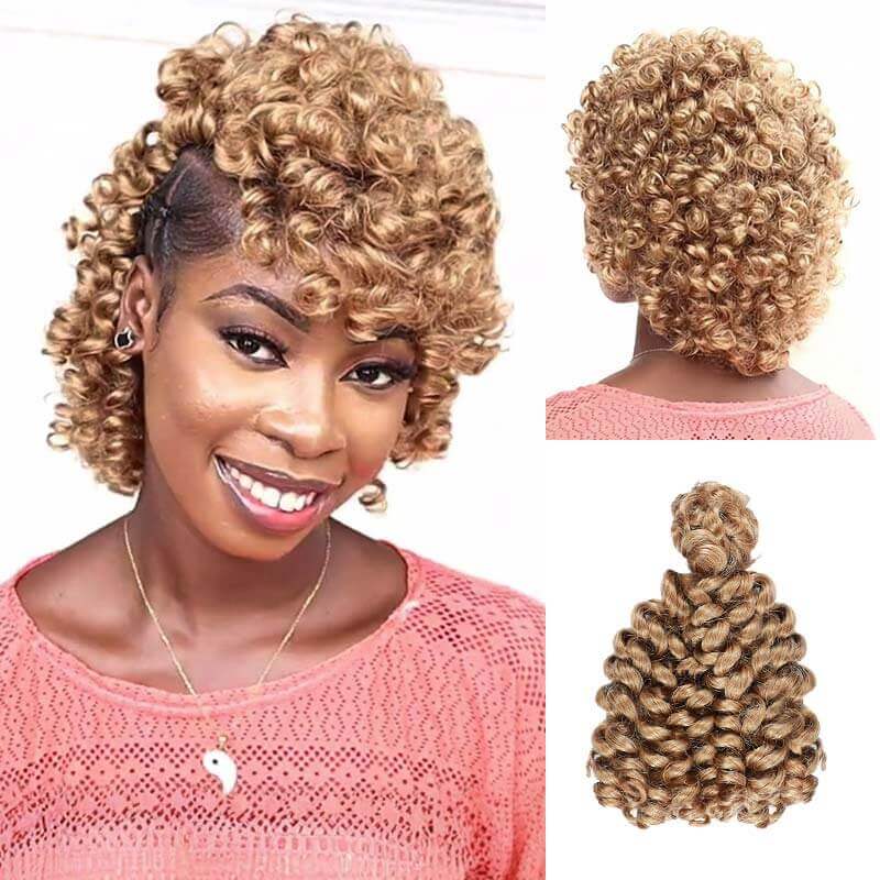 B3G1|QVR Natural Black Bouncy Curl Bulk Hair Extensions For Crochet Braids Human Hair - Image 6