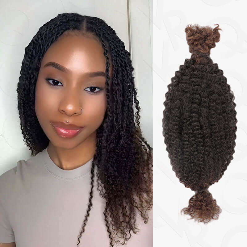 QVR Upgraded Kinky Bulk Natural Black hair 4a/3c Extensions - Image 18