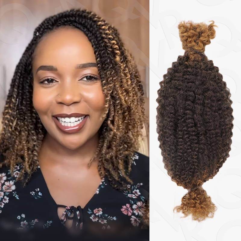 QVR Upgraded Kinky Bulk Natural Black hair 4a/3c Extensions - Image 19