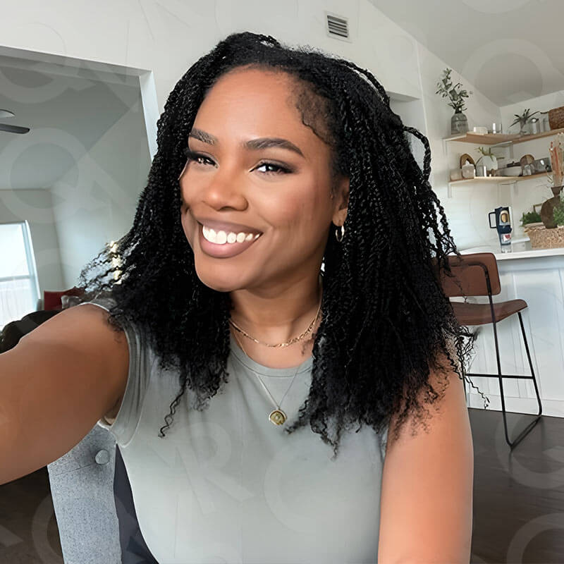 QVR Upgraded Kinky Bulk Natural Black hair 4a/3c Extensions - Image 6