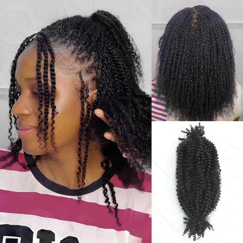 QVR Upgraded Kinky Bulk Natural Black hair 4a/3c Extensions - Image 7