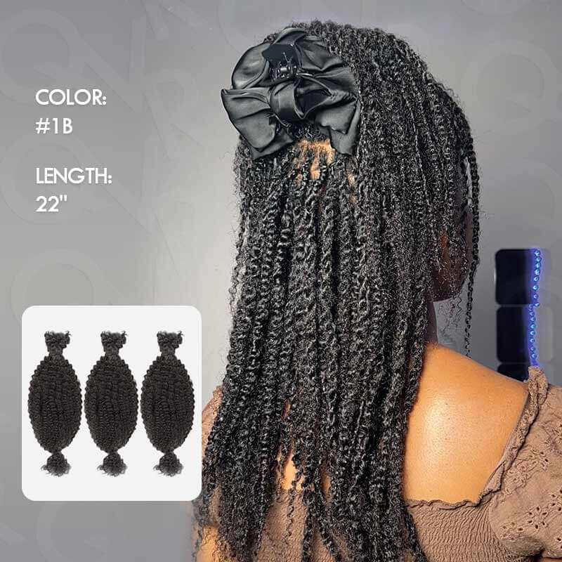 QVR Upgraded Kinky Bulk Natural Black hair 4a/3c Extensions - Image 9