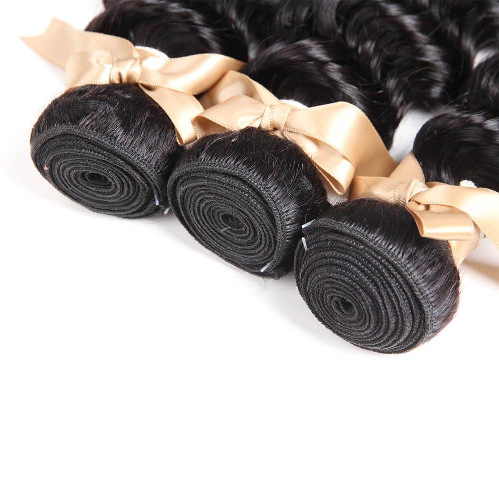 QVR Deep Wave Remy Human Hair 3 Bundles Hair Loose Hair Bundle Extensions Natural Color - Image 4