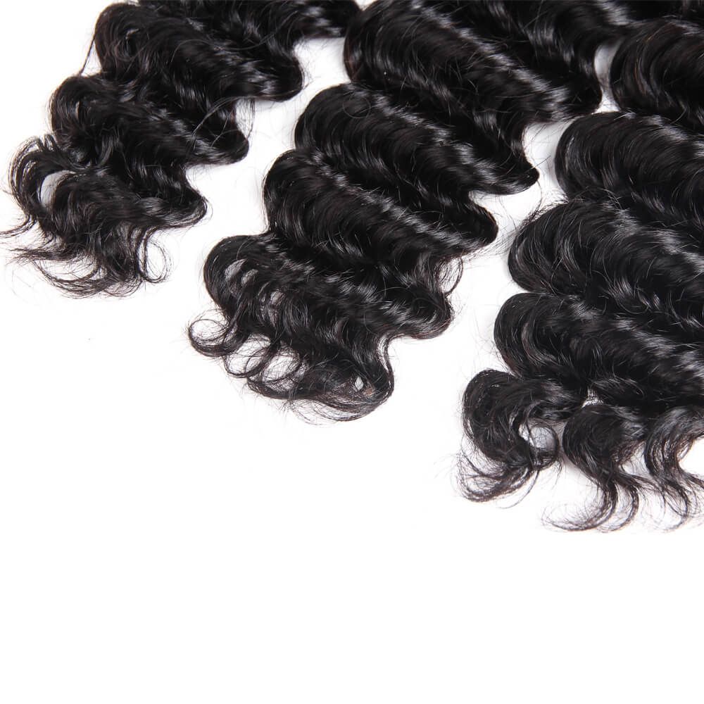 QVR Deep Wave Remy Human Hair 3 Bundles Hair Loose Hair Bundle Extensions Natural Color - Image 5