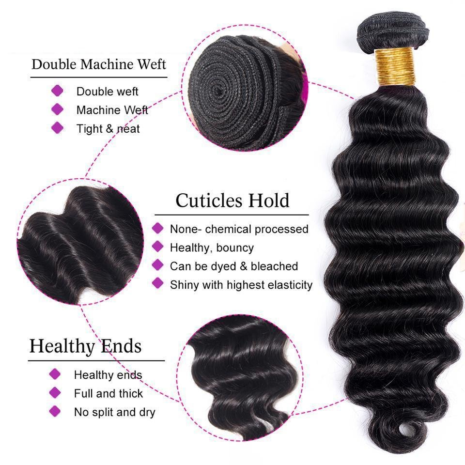 Loose Deep Wave Bundles with Closure Peruvian Hair Bundles with Closure Remy 100% Human Hair Bundles with 4x4 lace Closure - Image 6