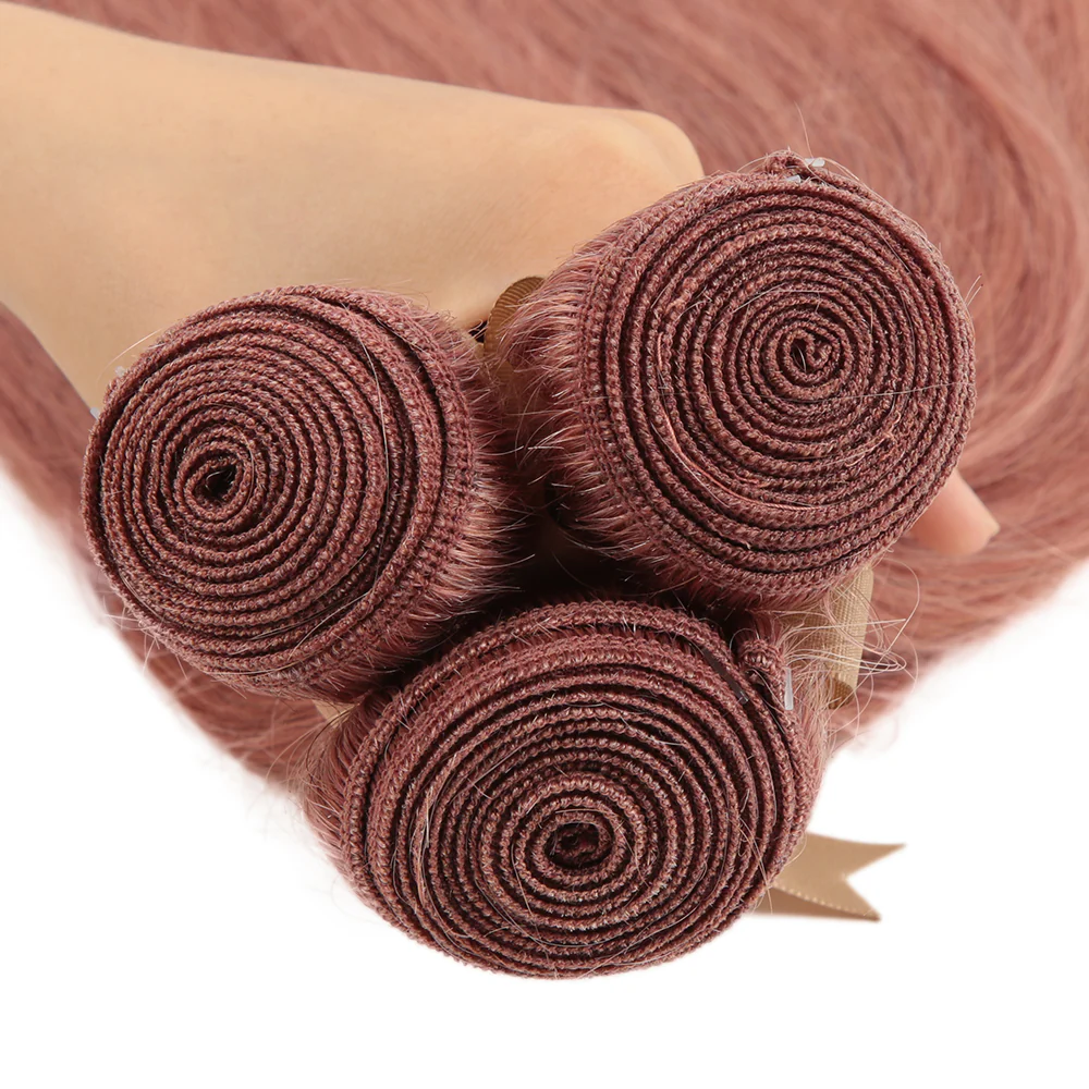 QVR Pink Straight Weave Bundles Remy Human Hair Extensions 3 pieces Soft and Bouncy - Image 4