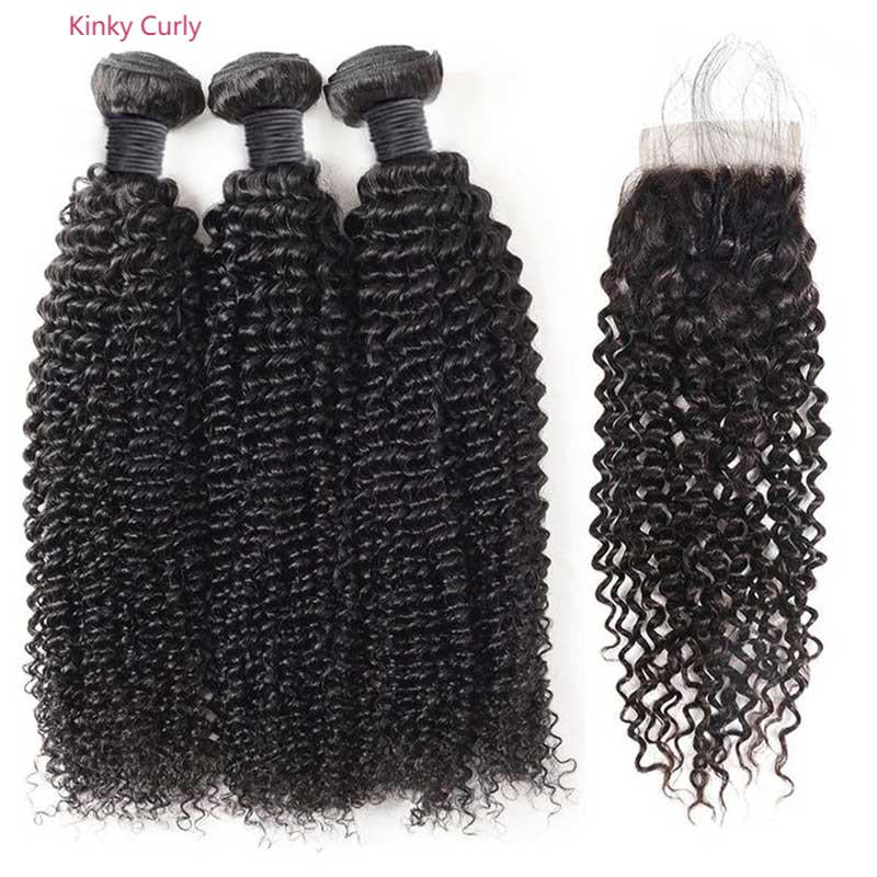 Queen Remy Human Hair Water Wave Bundles Deep Wave Jerry Curly Kinky Curly  3 Bundles With Closure 4x4 Lace Closure - Image 6
