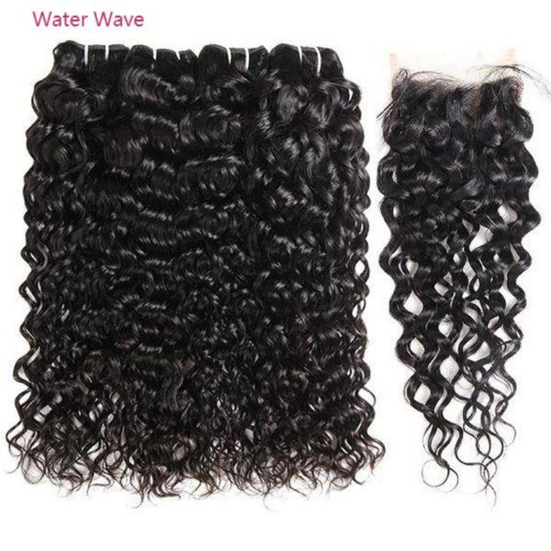 Queen Remy Human Hair Water Wave Bundles Deep Wave Jerry Curly Kinky Curly  3 Bundles With Closure 4x4 Lace Closure - Image 8