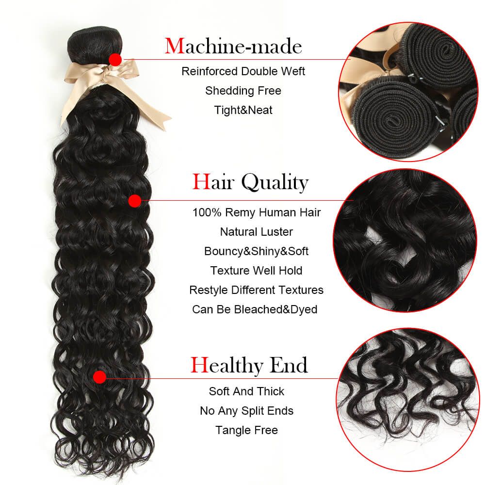 Queen Remy Water Wave Human Hair Bundles Hair Weave 3 Bundles - Image 4