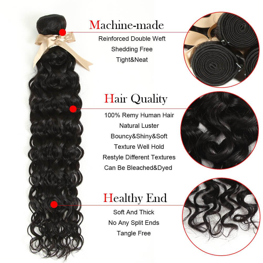 Queen Remy Human Hair Bundles Hair Weave Water Wave 4 Bundles - Image 4