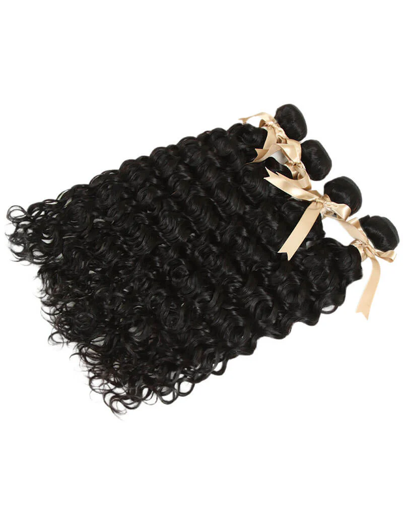 Queen Remy Human Hair Bundles Water Wave 4 Bundles With 4x4 Lace Closure - Image 5