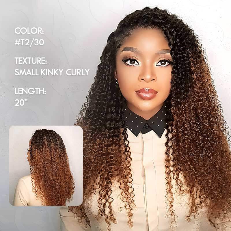 QVR Lightweight T2/30 Color Small Kinky Curly Feather Crochet Braid Human Hair Extension - Image 5