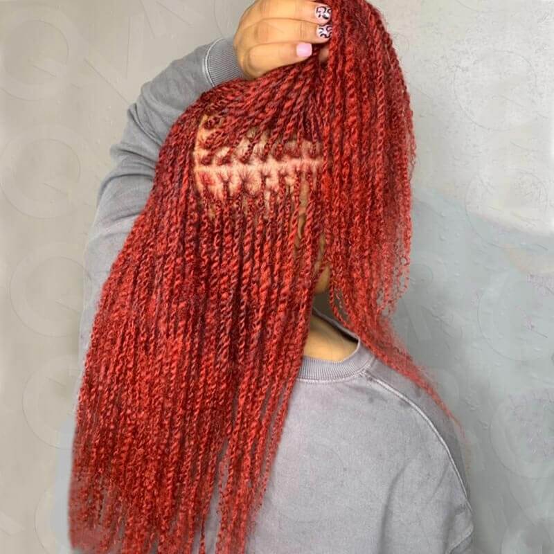 QVR Upgrade Red Color Afro kinky Bulk Hair Extensions For Braiding Dreadlock Human Hair - Image 3