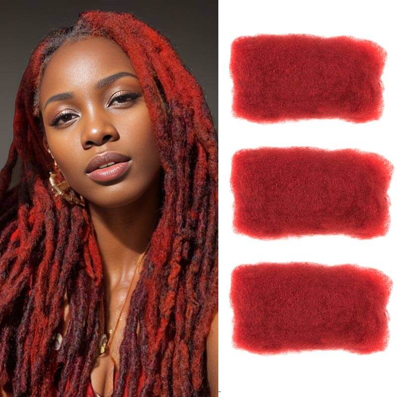 QVR Upgrade Red Color Afro kinky Bulk Hair Extensions For Braiding Dreadlock Human Hair - Image 4