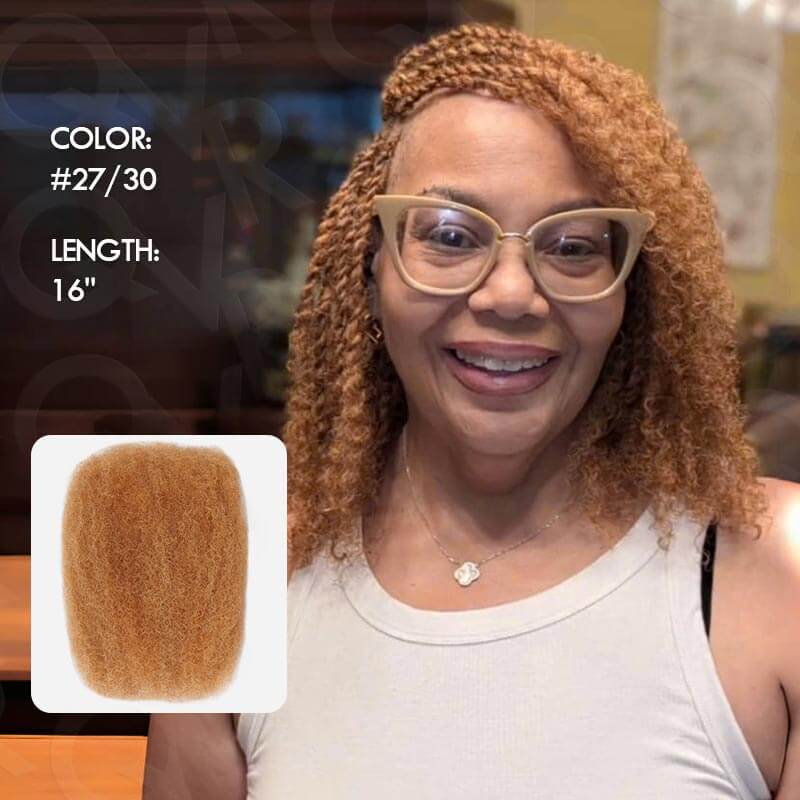 QVR #27/30 Afro Kinky Bulk Mixed Color Human Hair for Braiding DreadLock - Image 9