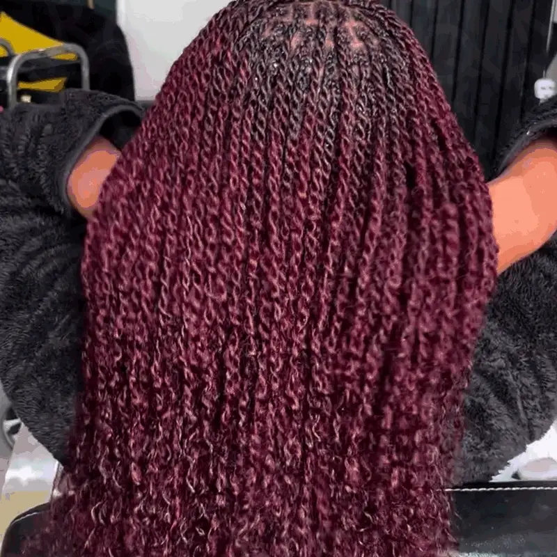QVR Affordable Afro Kinky Bulk Human Hair 99J Burgundy Color For Braiding DreadLock - Image 3