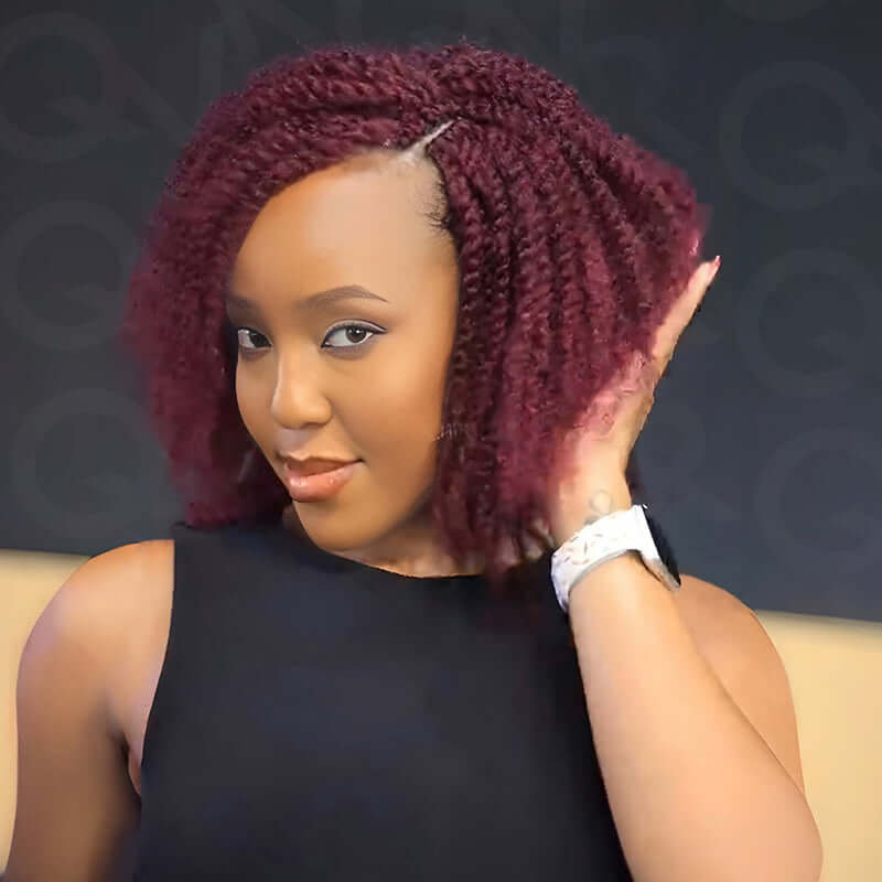 QVR Affordable Afro Kinky Bulk Human Hair 99J Burgundy Color For Braiding DreadLock - Image 7