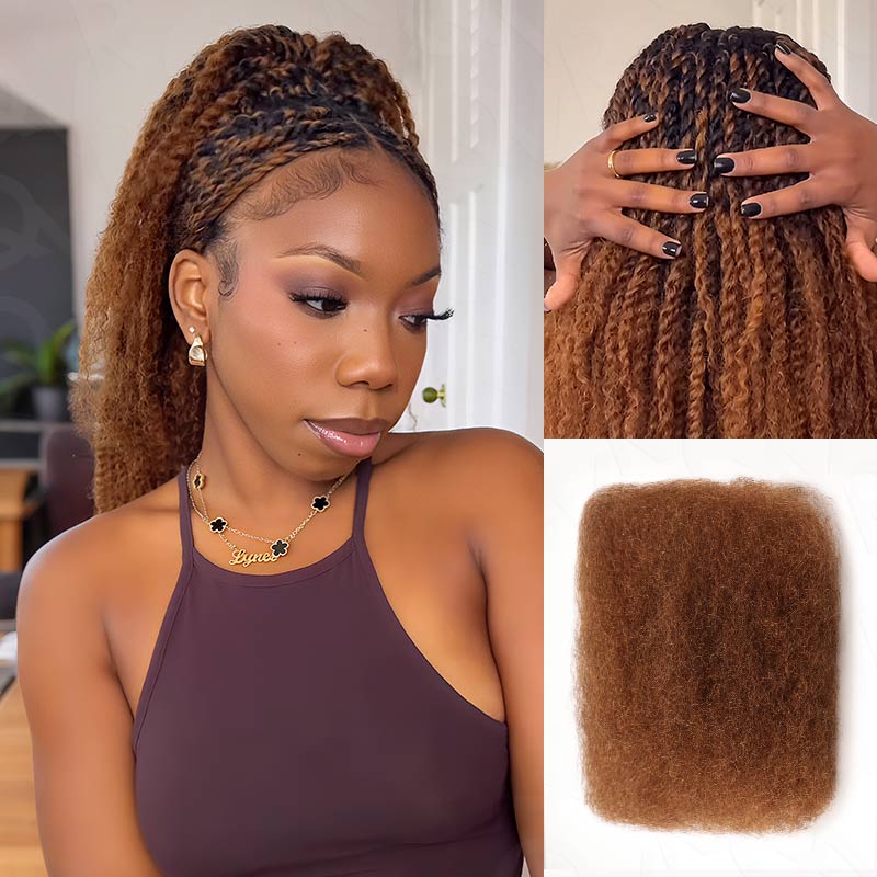 QVR Affordable Afro Kinky Bulk Human Hair Auburn Color For Braiding DreadLock - Image 17