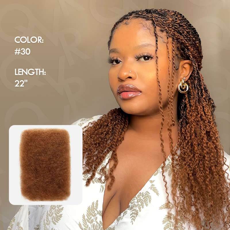 QVR Affordable Afro Kinky Bulk Human Hair Auburn Color For Braiding DreadLock - Image 4