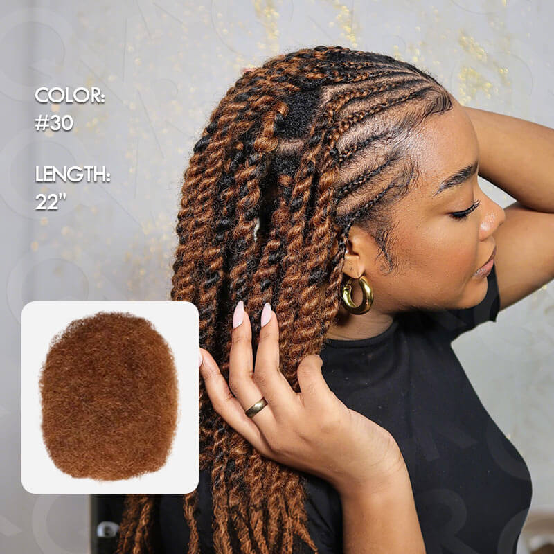 QVR Affordable Afro Kinky Bulk Human Hair Auburn Color For Braiding DreadLock - Image 5