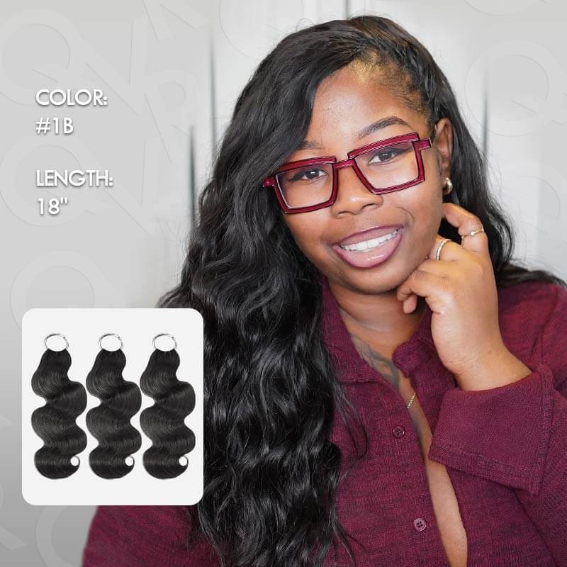 QVR Body Wave Crochet Hair Natural Black Machine Made Feather Human Hair Extension - Image 4