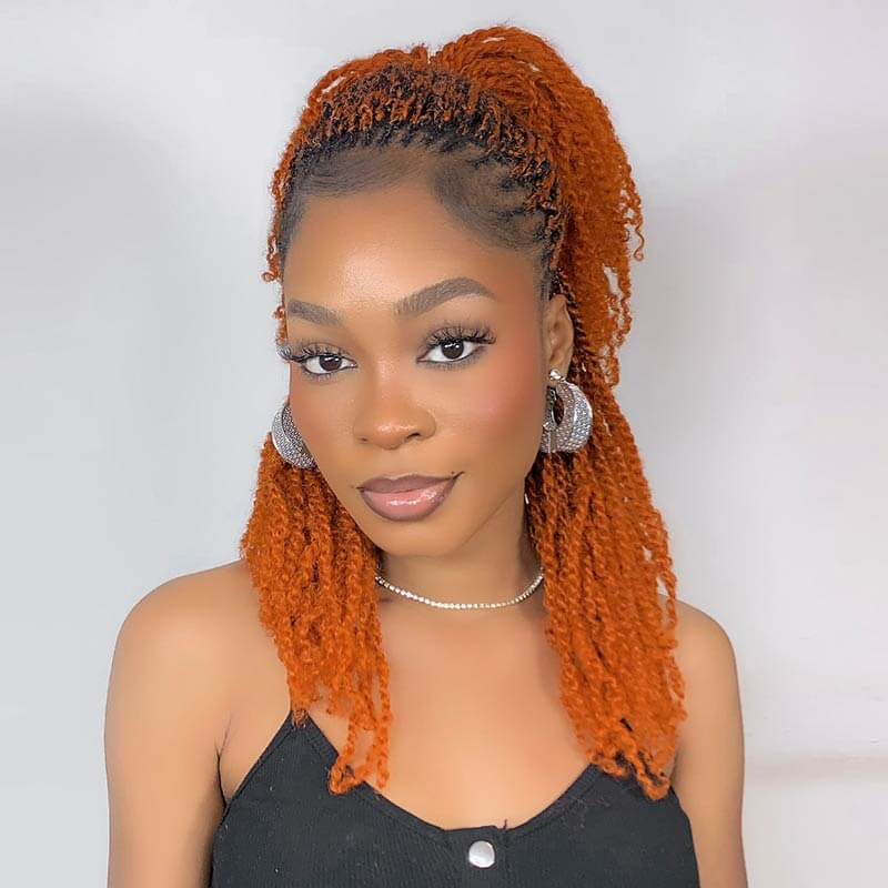 QVR Ginger Orange Afro kinky Bulk Hair Extensions For Braiding Dreadlock Human Hair - Image 5